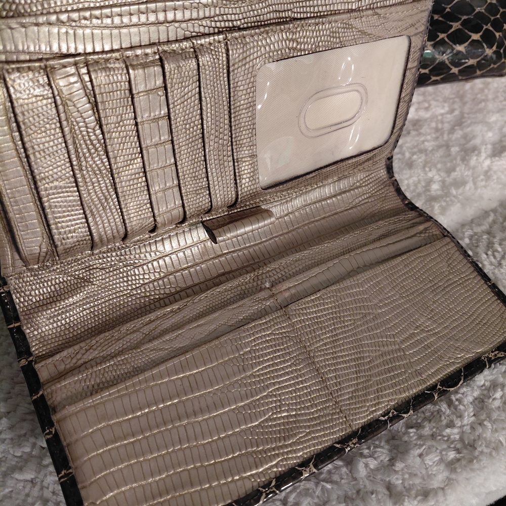 Brahmin Black and Gold Croc-Embossed Tote with Tassel - Picture 4 of 16